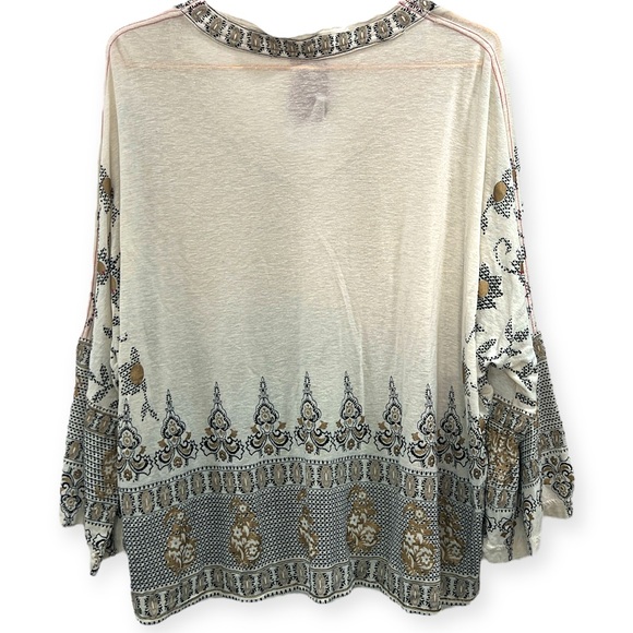 Free People Medallion Print Top Cream Size Medium - Picture 7 of 13